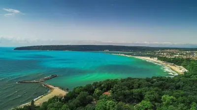 an aerial view of a beach and the ocean at Varna Hidden Gem in Varna City