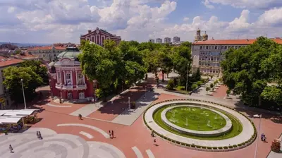 an aerial view of a park in a city at Varna Hidden Gem in Varna City