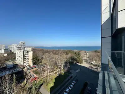 a view of a city from a building at Luxury Apartment with Parking Just Steps from the Beach in the Heart of Burgas! in Burgas City