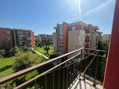 an apartment balcony with a view of buildings at Holiday Fort Golf Club MIA 2 in Sunny Beach