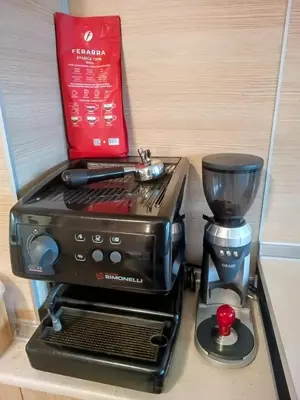 a toaster and a coffee maker on a counter at Hills view apartment in Sunny Beach