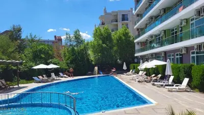 a swimming pool in front of a building at complex Sol Marine sunny beach in Sunny Beach