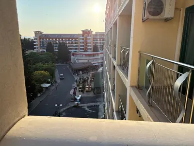 a view of a street from a balcony of a building at Miramar palace 615S in Sunny Beach