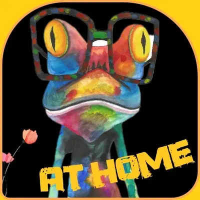 a colorful frog with glasses on its face at AT Home in Burgas City