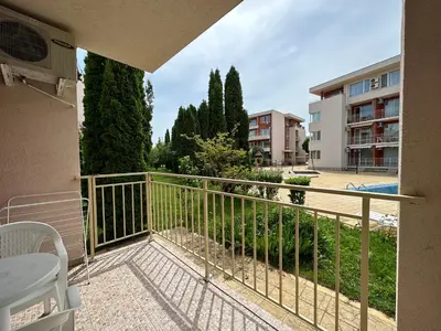 a balcony with a view of a apartment complex at The Sunny Spot in Sunny Beach