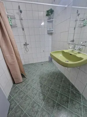 a bathroom with a green sink and a shower at Sea apartment- Gurko in Burgas City