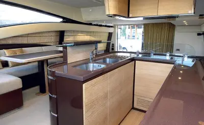 a kitchen with a sink and a counter top at Azimut in Nesebar