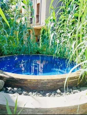 a small pond in the middle of a garden at Cascadas one-bedroom apartment with a living room in Sunny Beach
