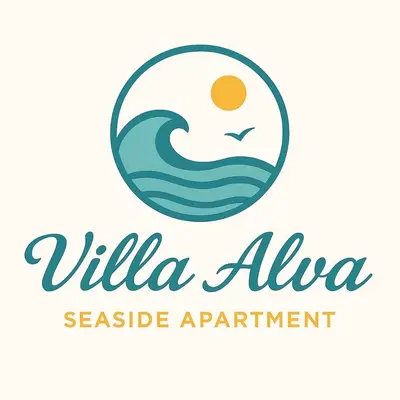 a logo for a vacation resort with a wave in the ocean at Villa Alva in Pomorie