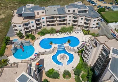an aerial view of a pool at a resort at Millennium 2 - Private apartment - BSR in Sveti Vlas