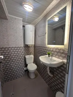 a bathroom with a toilet and a sink at House Velevi in Sveti Vlas
