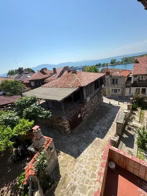 an overhead view of an old building in a village at Guest House Amfora with a sea view in Sozopol