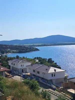 arial view of houses on the shore of a lake at Sea view apartment in Sozopol