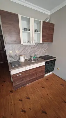 a kitchen with a sink and a counter top at MitProt Panorama Bay 2 Studio 67 in Sveti Vlas