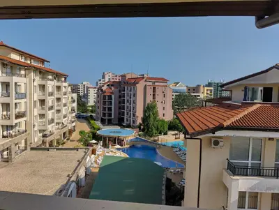 a view of a swimming pool from a building at Отдых in Sunny Beach