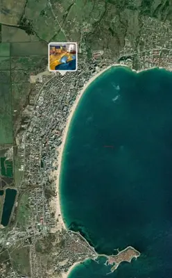 an aerial view of a large body of water at Kasandra Apart Hotel in Sunny Beach