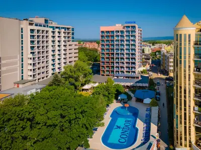 an aerial view of a city with tall buildings at MPM Hotel Condor - All Inclusive Light in Sunny Beach