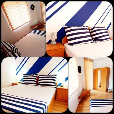 a collage of four pictures of a bedroom at One Sunny Home in Sunny Beach in Sunny Beach