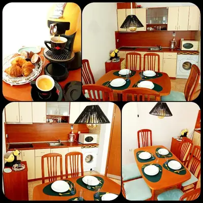 a kitchen with a table with food on it at One Sunny Home in Sunny Beach in Sunny Beach