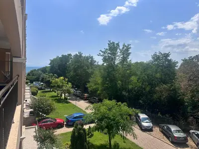 a view of cars parked in a parking lot at Black Sea Residence Aheloy in Aheloy