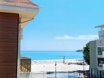 a view of the beach from a building at On the beach 7 in Sozopol