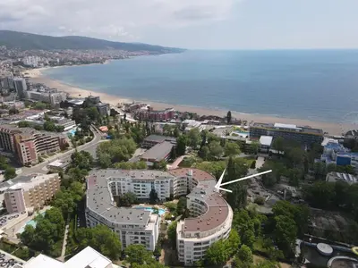 an aerial view of a city and the beach at Apartment E 12 Yassen HV in Sunny Beach