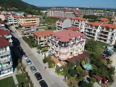 an aerial view of a city with buildings at Sunny Island Obzor in Obzor