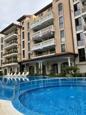 a large swimming pool in front of a building at Sunny Home 2 in Sunny Beach