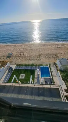 an aerial view of a beach with a swimming pool at Luxe 1 Monte Carlo Suite in Obzor
