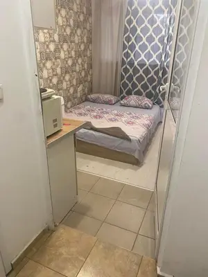 a small room with a bed and a desk at Стая радецки in Varna City