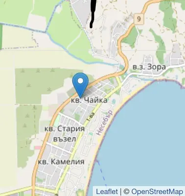 a map of kampala with a blue marker at Balkan Breeze 7 - Rey&Mar Apartaments in Sunny Beach