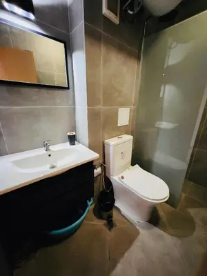a bathroom with a white toilet and a sink at Spacious apartment with 2 bedrooms and 2 bathrooms complex ROYAL SUN Sunny beach in Sunny Beach