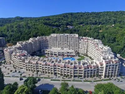 an aerial view of a large apartment building at Above the Sea Luxury Apartment in Varna City