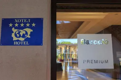 a sign on the door of a hotel at ROYAL BEACH HOTEL apartment SEA B in Sunny Beach