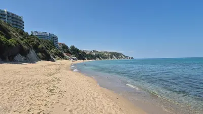a view of a beach with the ocean and buildings at Breathtaking sea view in Byala