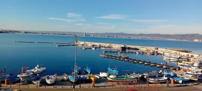 a group of boats docked in a harbor at Stankoff Hotel in Nesebar