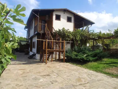 a house is being constructed with a staircase in front of it at Lozyata Guest House in Obzor