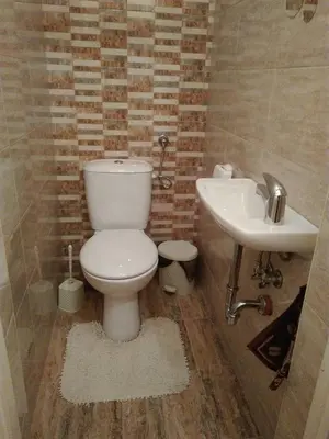 a bathroom with a toilet and a sink at Dom Eli in Pomorie