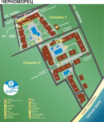 a map of the campus ofcmp at Apartment on the sea at St Nikolas Complex-Veronika in Chernomorets