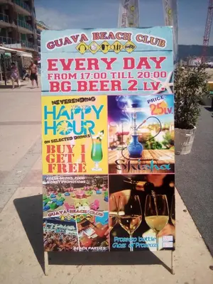 a sign for a beach club every day from you till big beer my at Santa Sofia Studio in Sunny Beach