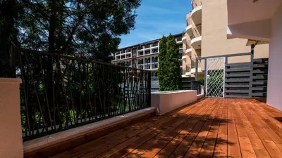 a balcony of a building with a fence at The Mint Villa - Saint Vlas in Sveti Vlas