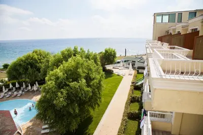 a view of the ocean from the balcony of a hotel at Hotel Perla Beach Luxury - All Inclusive & Free Beach Access in Primorsko
