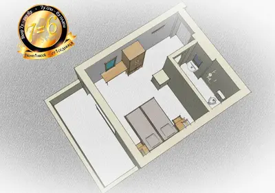 a floor plan of a small house with a clock at Pension Dicev in Obzor