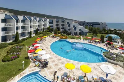 an overhead view of a pool at a resort at Sineva Park Hotel - All Inclusive in Sveti Vlas