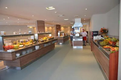 a grocery store with fruits and vegetables on display at Sineva Beach Hotel - All Inclusive in Sveti Vlas