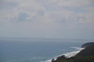 a view of the ocean from the top of a hill at Apartment on the Cliff Obzor in Obzor