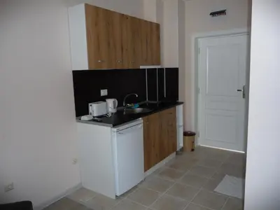 a kitchen with a sink and a counter top at Apartments in Casa del Sol in Sunny Beach
