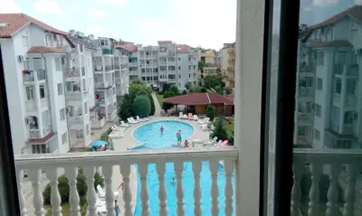 a view of a swimming pool from a balcony at Bravo 5 Sunny Beach in Sunny Beach