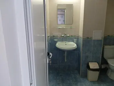 a bathroom with a sink and a toilet at ,,Дироси'' in Sveti Vlas