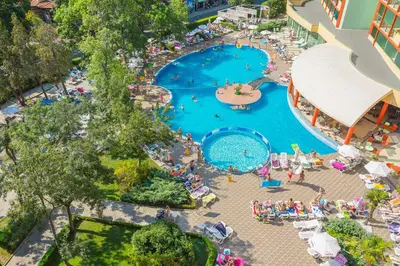 an overhead view of a pool at a resort at MPM Hotel Kalina Garden - All Inclusive in Sunny Beach